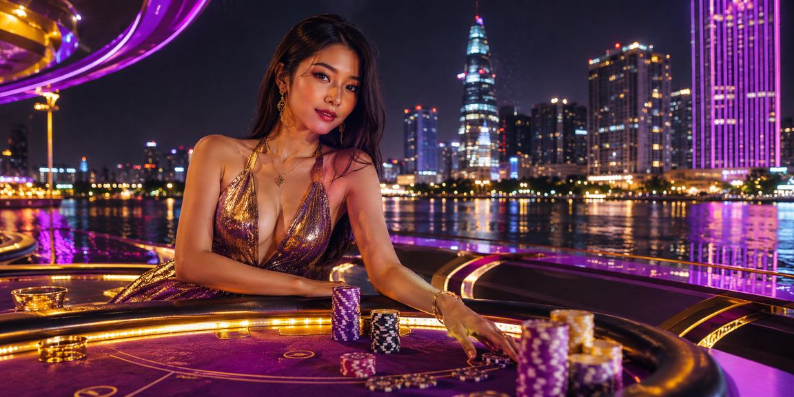 Sòng casino giải trí Mekong với ánh đèn neon hiện đại